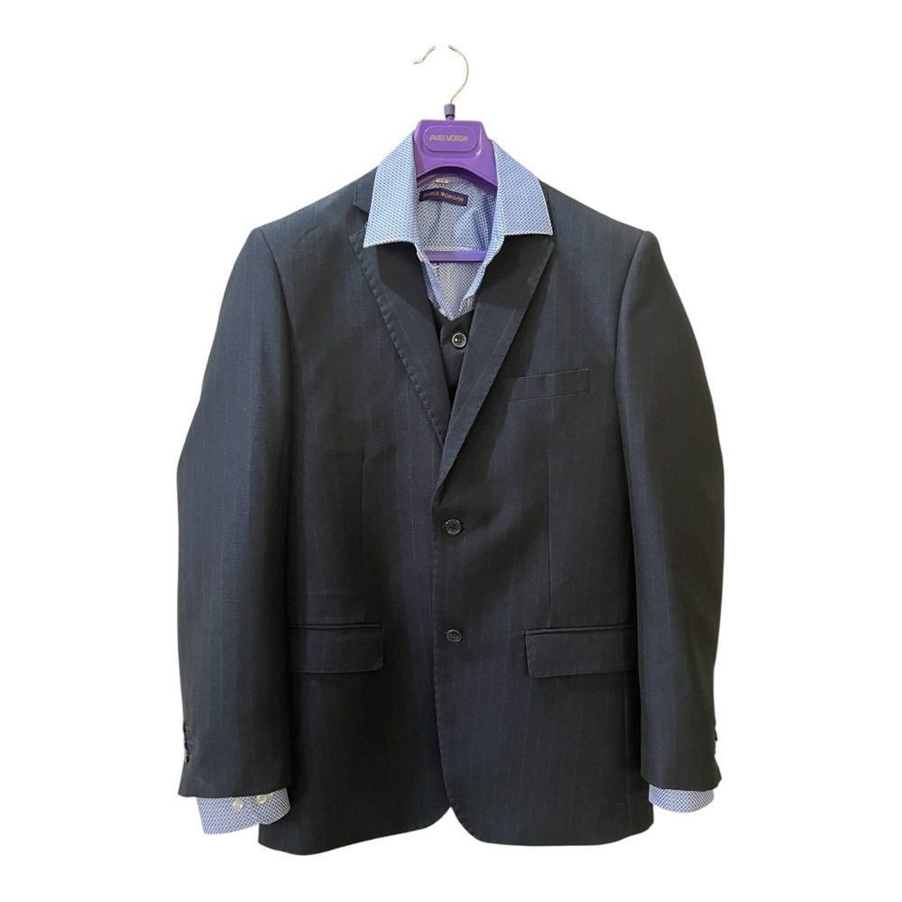 James Morgan - Classic Blue Suit with Structured Shoulders and Notched Lapels